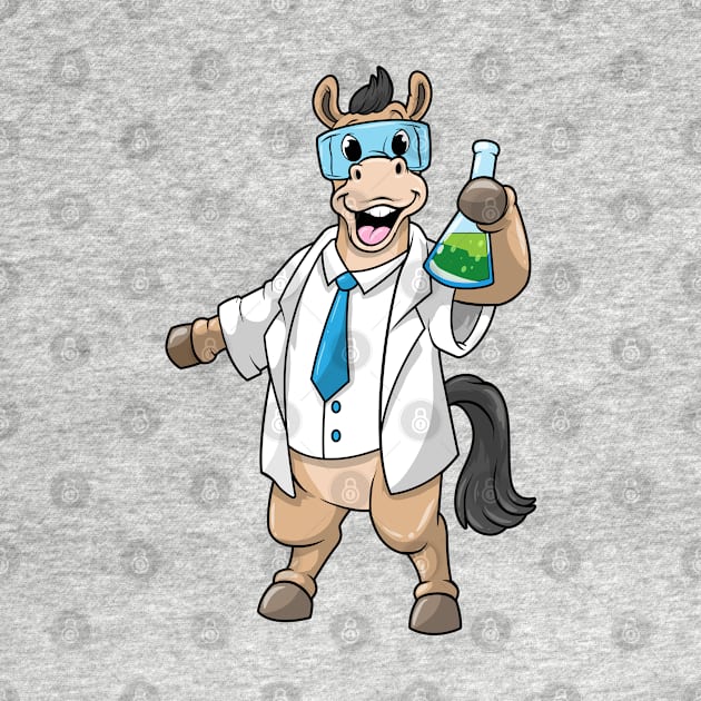 Horse as a chemist with goggles and test tube by Markus Schnabel